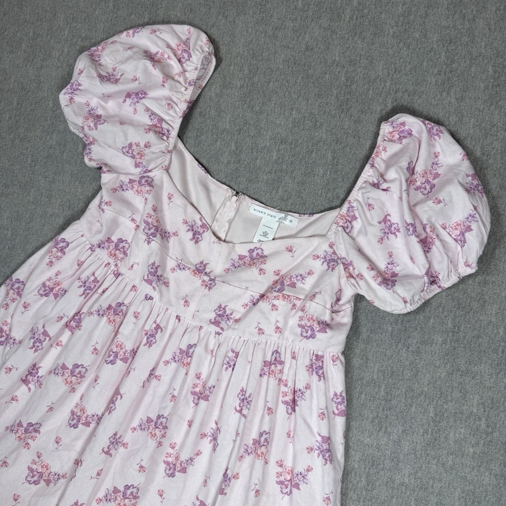 Altard State Kate Babydoll Linen Mini Dress XL Pink Floral